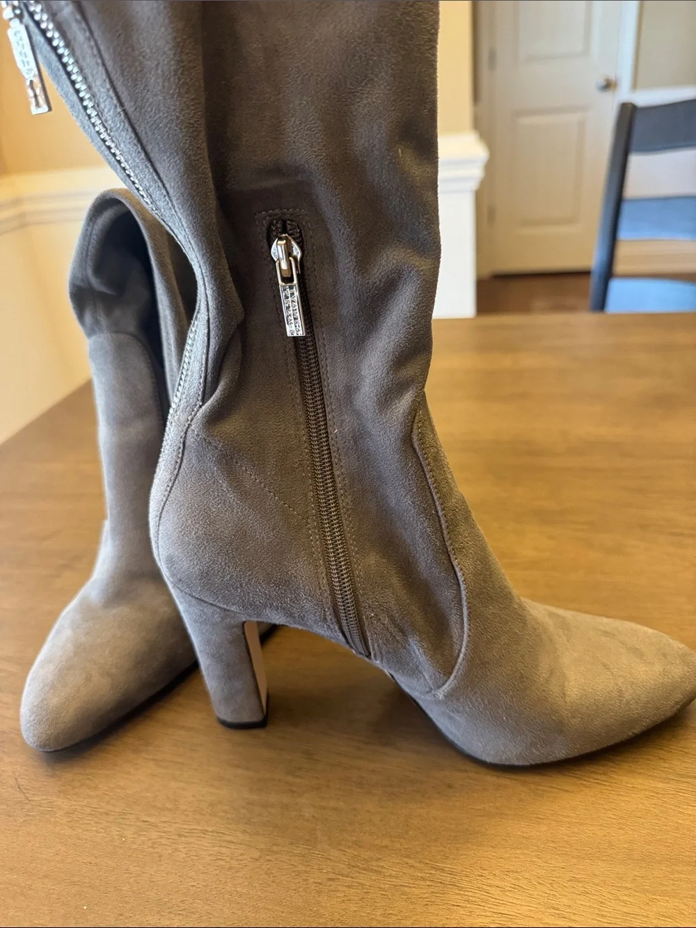 Ivanka Trump Gray Over-the-Knee Suede Boots